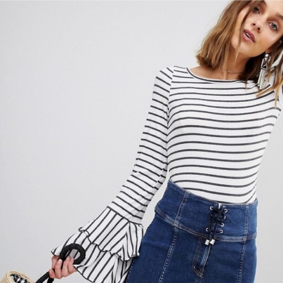 Free People Tops - Free People | Tiered bell sleeve Striped top